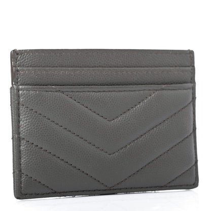 Saint Laurent Grain De Poudre Matelasse Chevron Monogram Credit Card Case Coal 2 of 4