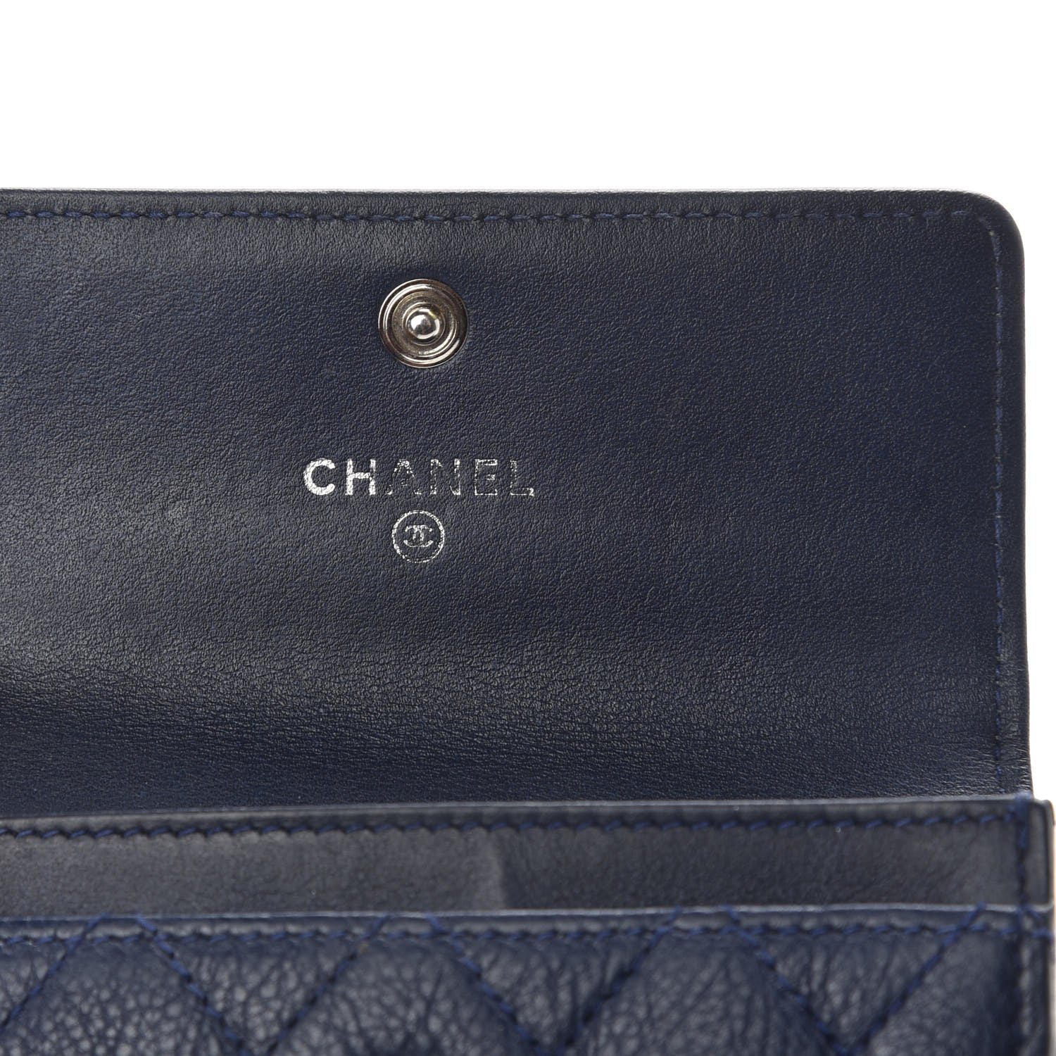 Chanel Calfskin Quilted Boy Flap Card Holder Wallet Blue 6 of 9