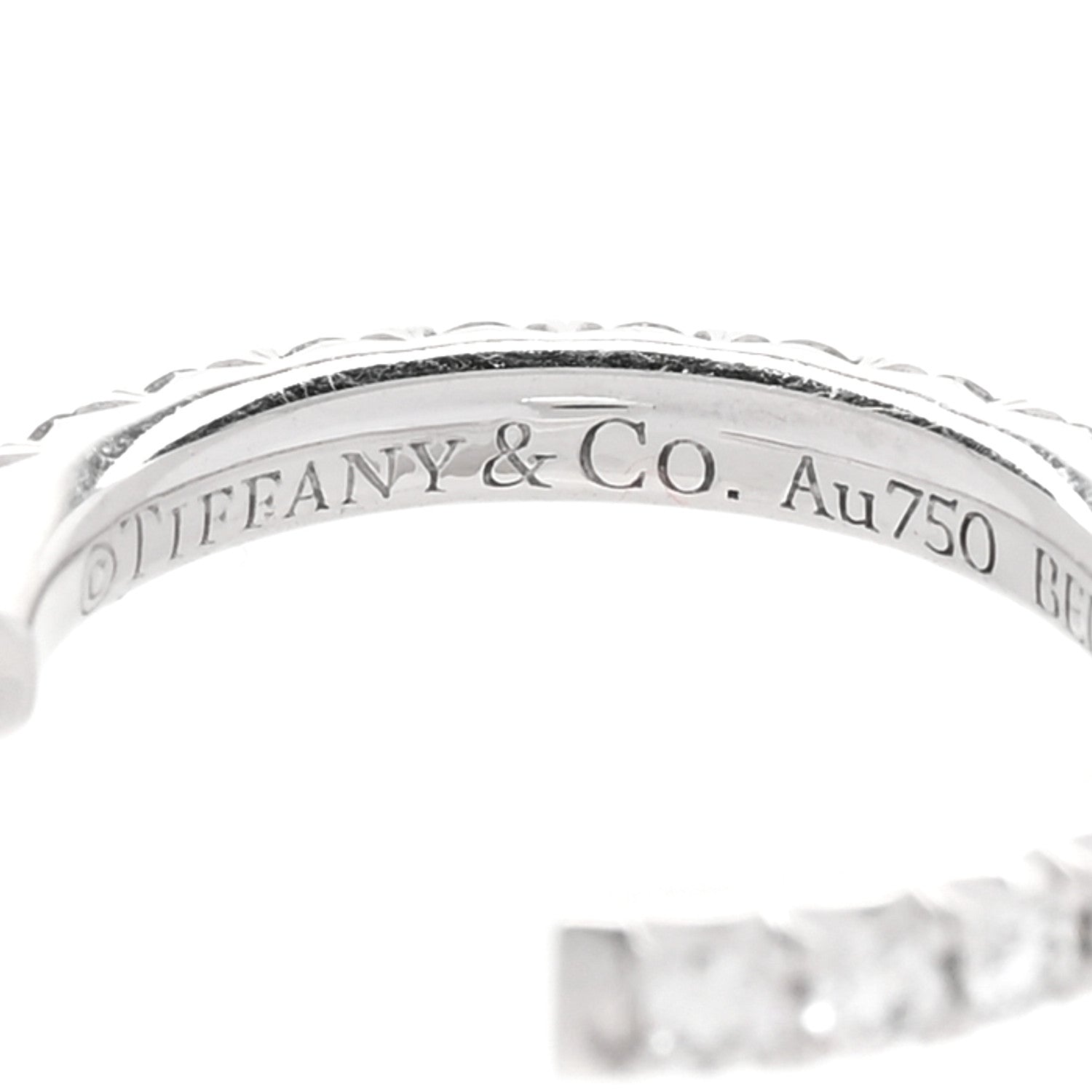 Tiffany 18K White Gold Diamond Small Metro Hoop Earrings 4 of 5