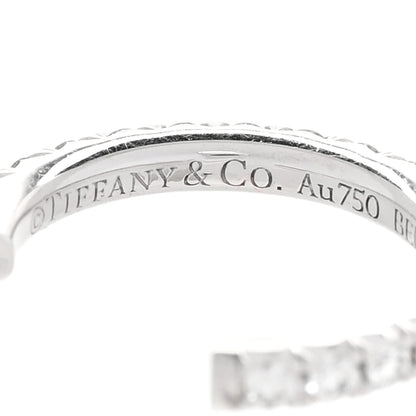 Tiffany 18K White Gold Diamond Small Metro Hoop Earrings 4 of 5