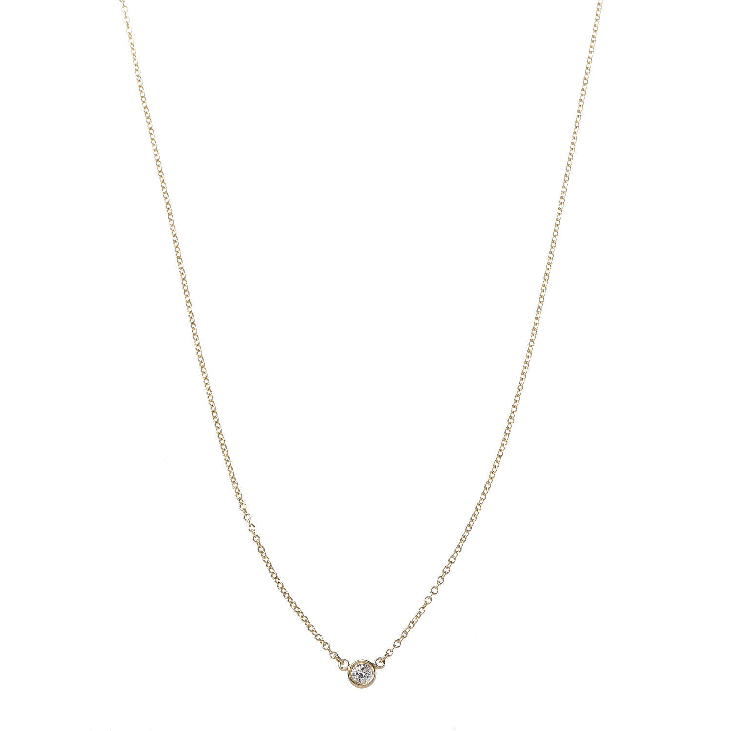 Tiffany 18K Yellow Gold Diamond .07ct Elsa Peretti Diamonds by the Yard Pendant Necklace 1 of 6
