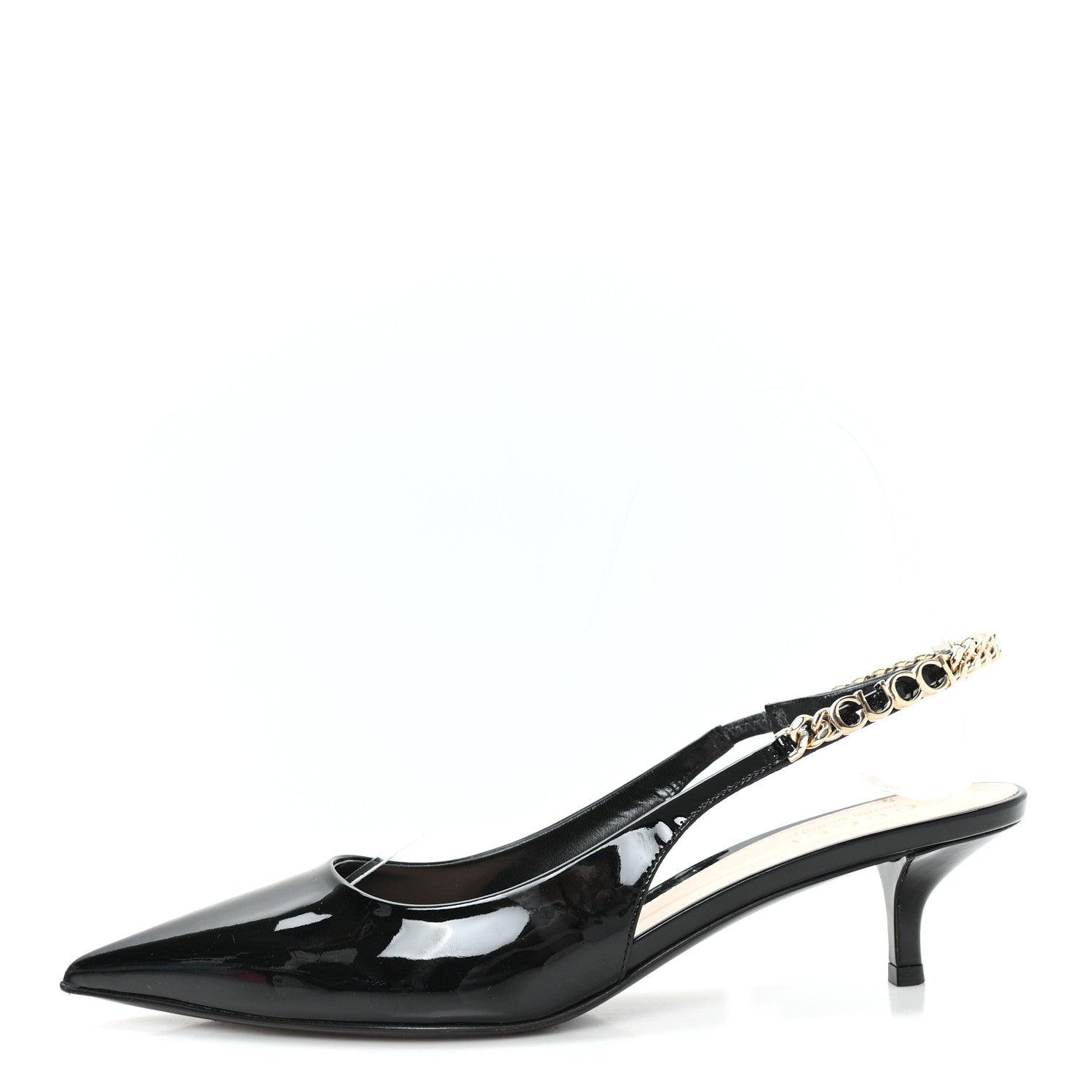 Gucci Patent Signoria 35mm Slingback Pumps 36 Black 1 of 9