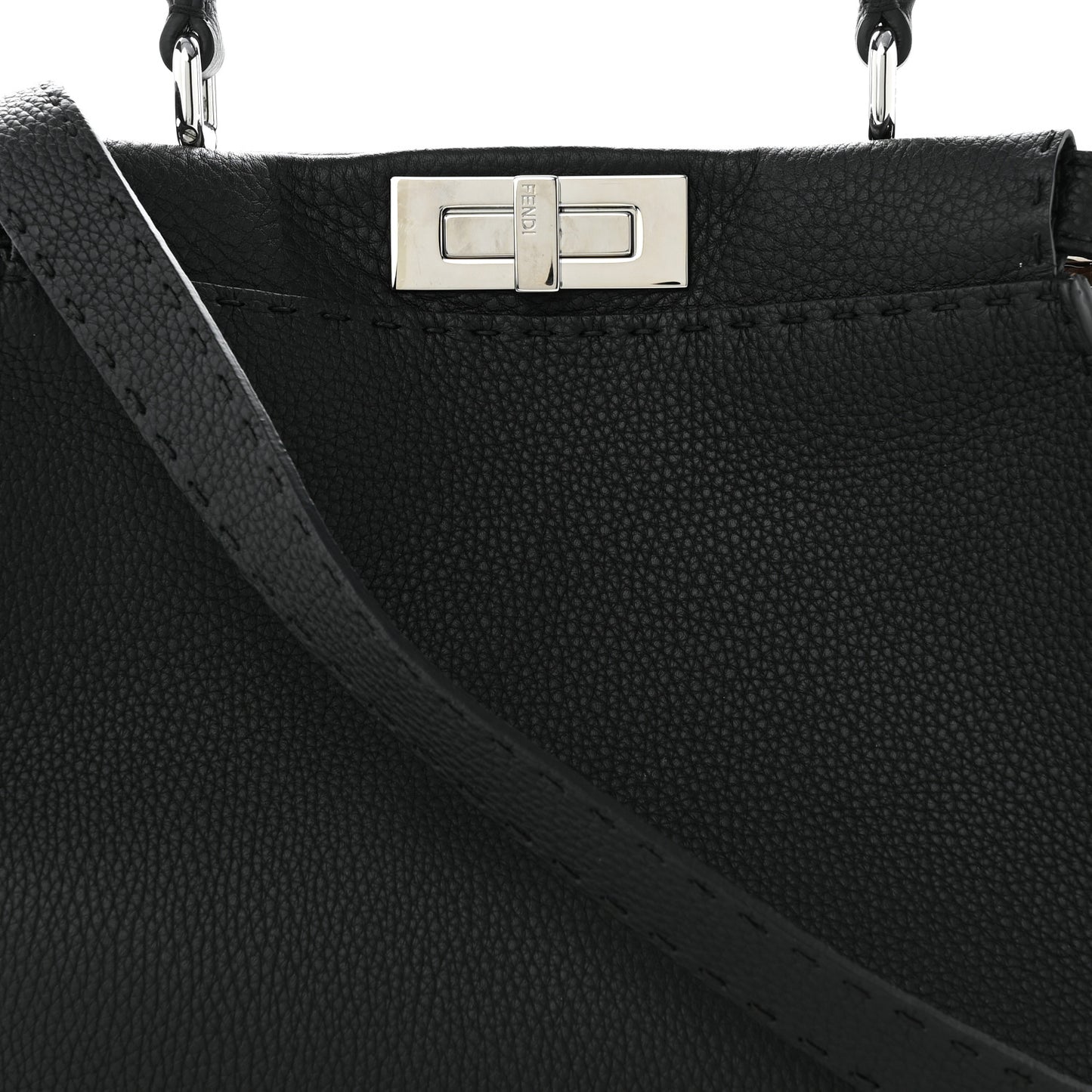 Cuoio Romano Selleria Bi-Color Medium Peekaboo Iconic Satchel Black Mou