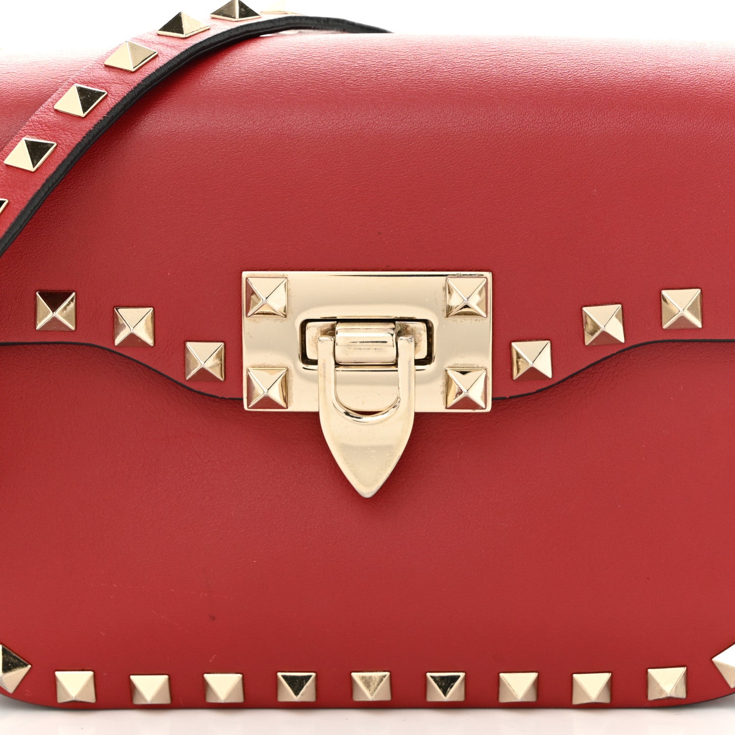 Valentino Garavani Vitello Small Rockstud Flap Saddle Bag Red 8 of 12