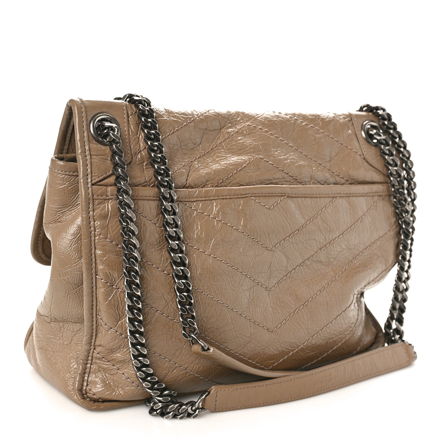 Saint Laurent SAINT LAURENT Crinkled Calfskin Matelasse Monogram Medium Niki Chain Satchel Gold Sand 2 of 8