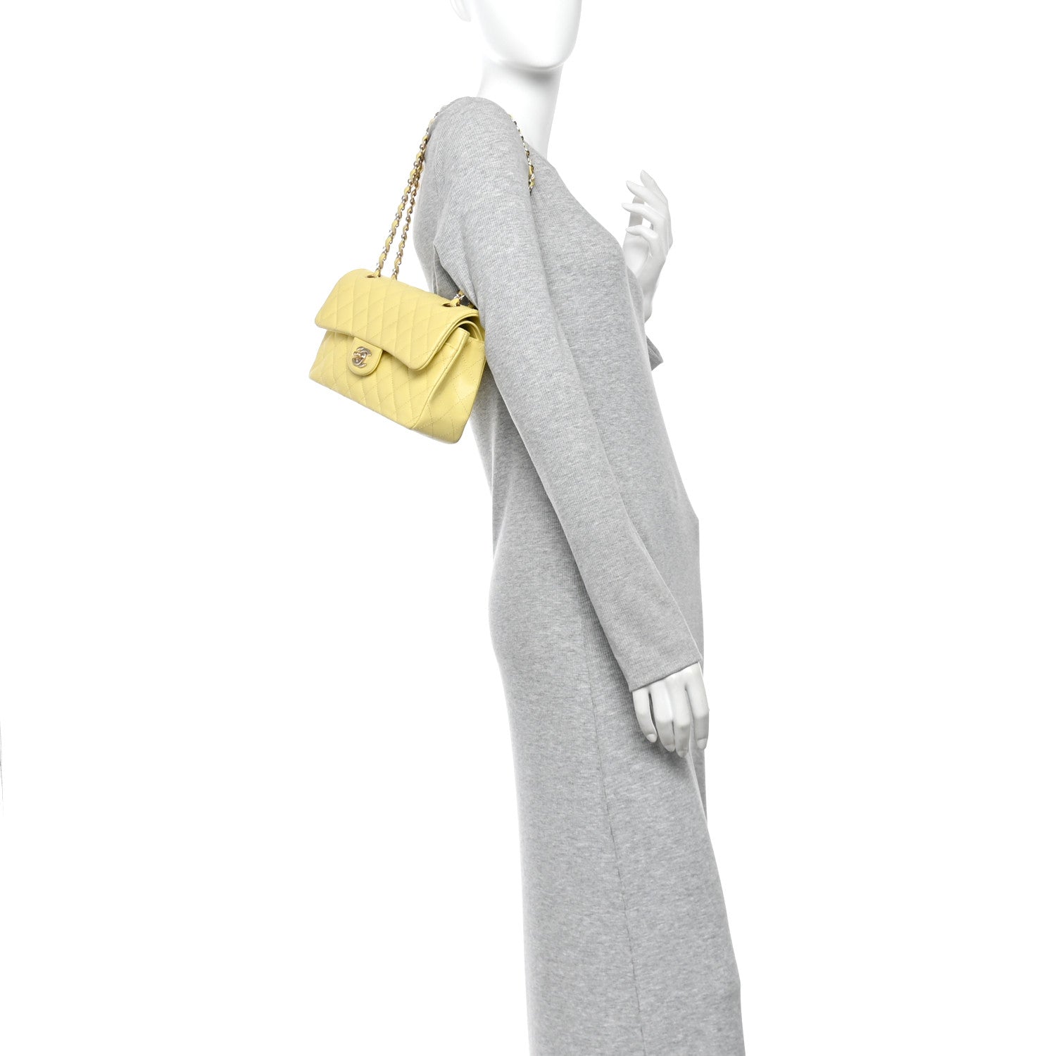 Chanel Caviar Quilted Small Double Flap Light Yellow 2 of 11