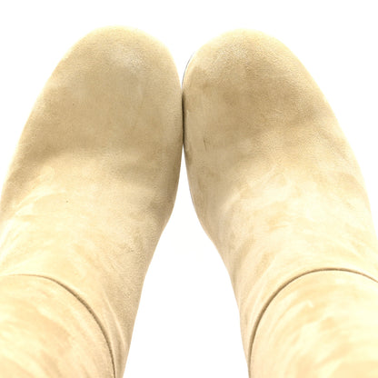 Hermes Suede Calfskin Lisiere 90 Boots 37 Beige Lin 2 of 9