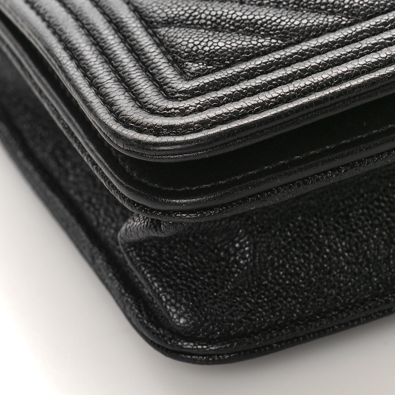 Chanel Caviar Chevron Quilted Boy Wallet On Chain WOC Black 8 of 11