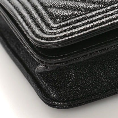 Chanel Caviar Chevron Quilted Boy Wallet On Chain WOC Black 8 of 11