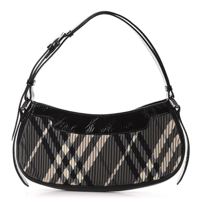 Burberry Nylon Beat Check Pleated Shoulder Bag Black 1 of 11