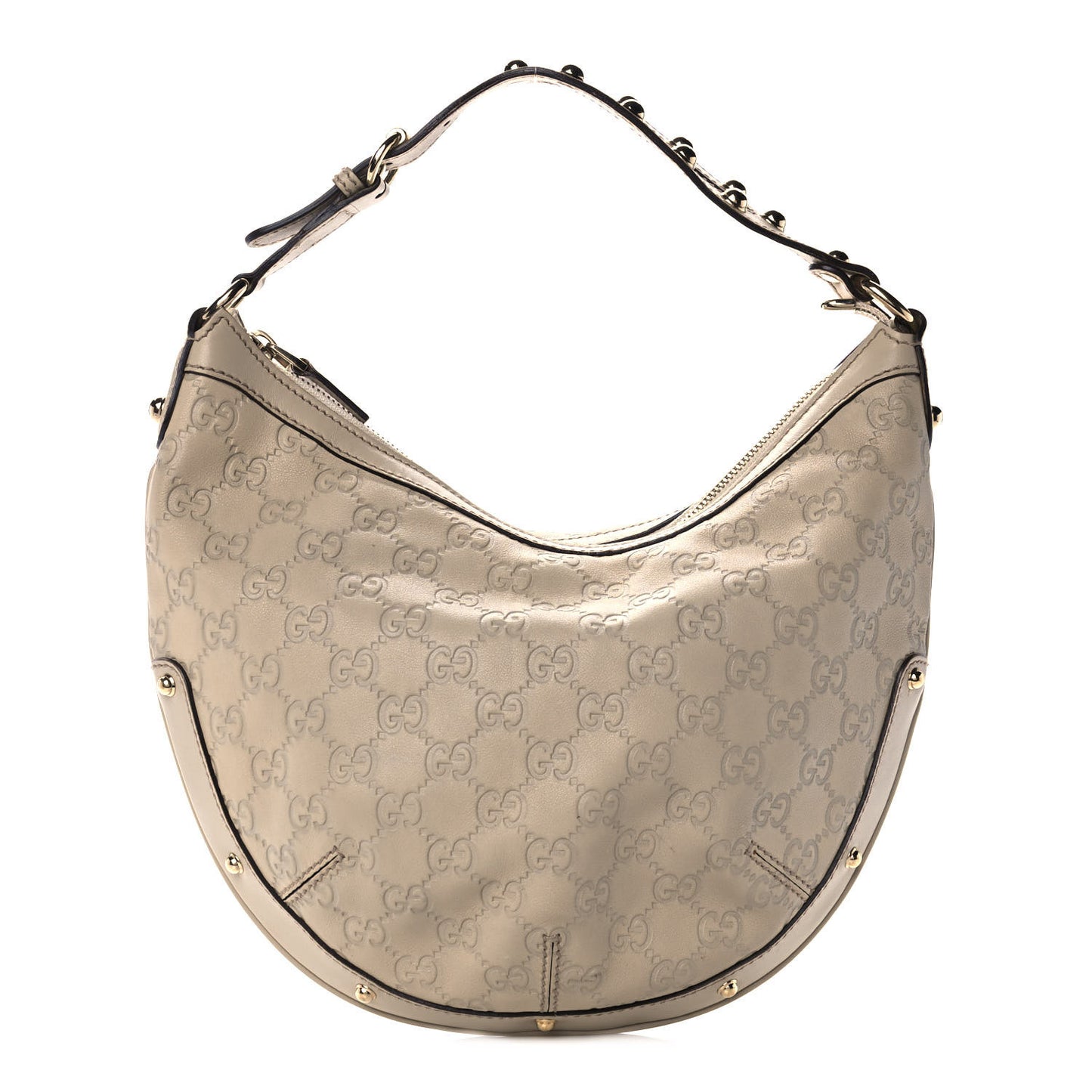 Guccissima Biba Studded Hobo Off White
