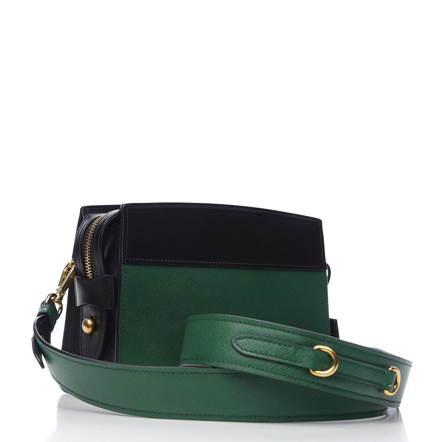 Saffiano City Calfskin Esplanade Crossbody Bag Biliardo Black