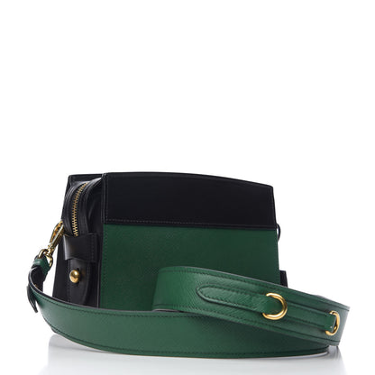 Prada Saffiano City Calfskin Esplanade Crossbody Bag Biliardo Black 2 of 8