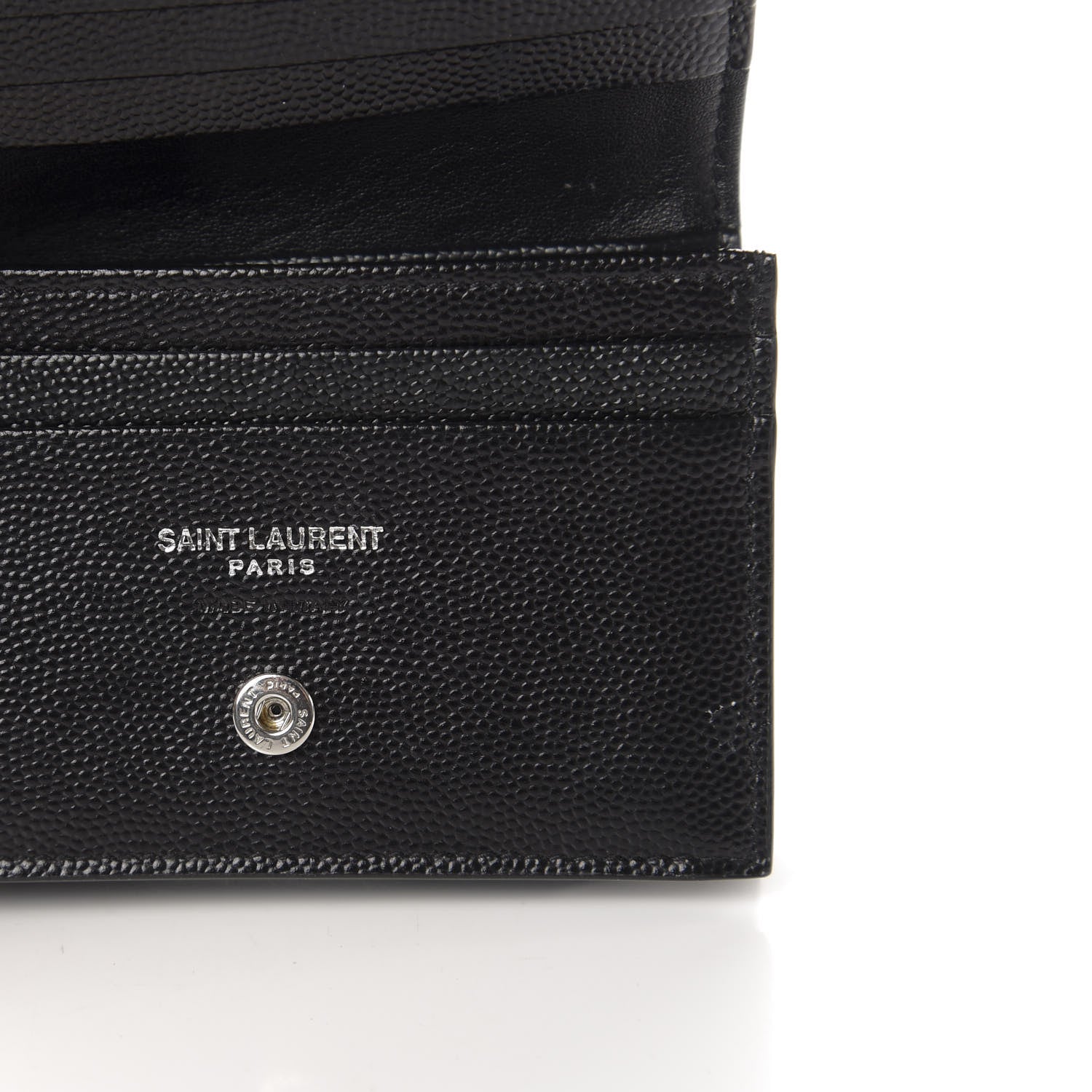 Saint Laurent Grain De Poudre Matelasse Chevron Monogram Card Case Black 7 of 11