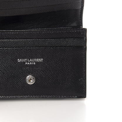 Saint Laurent Grain De Poudre Matelasse Chevron Monogram Card Case Black 7 of 11
