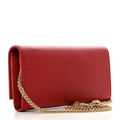 Gucci Dollar Calfskin Petite GG Marmont Wallet Chain Bag Hibiscus Red 3 of 7