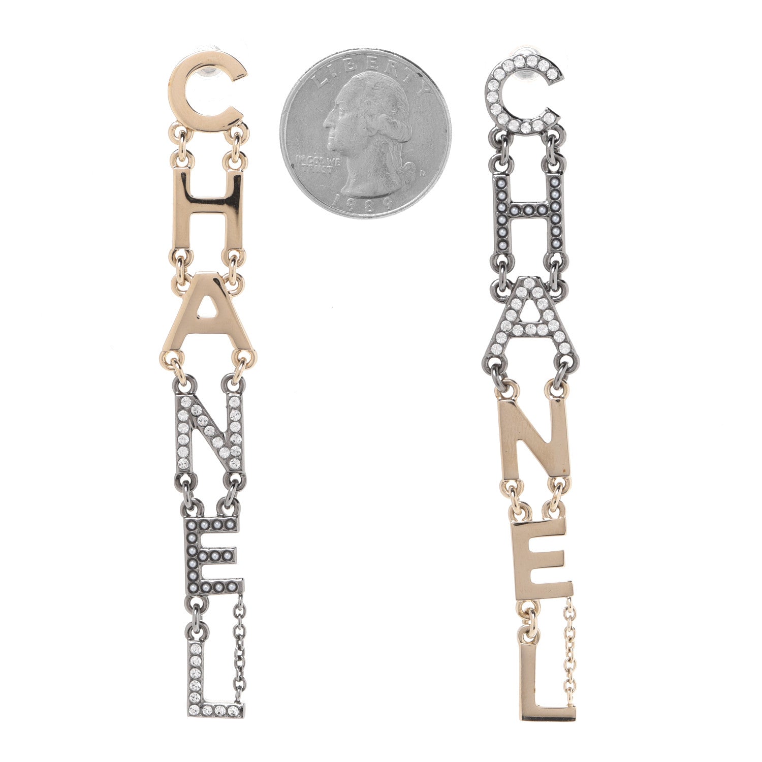 Chanel Crystal Pearl Chanel Bright Young Things Earrings Gold Ruthenium 2 of 5