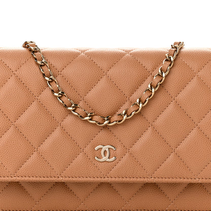 Chanel Caviar Quilted Wallet on Chain WOC Dark Beige 9 of 12