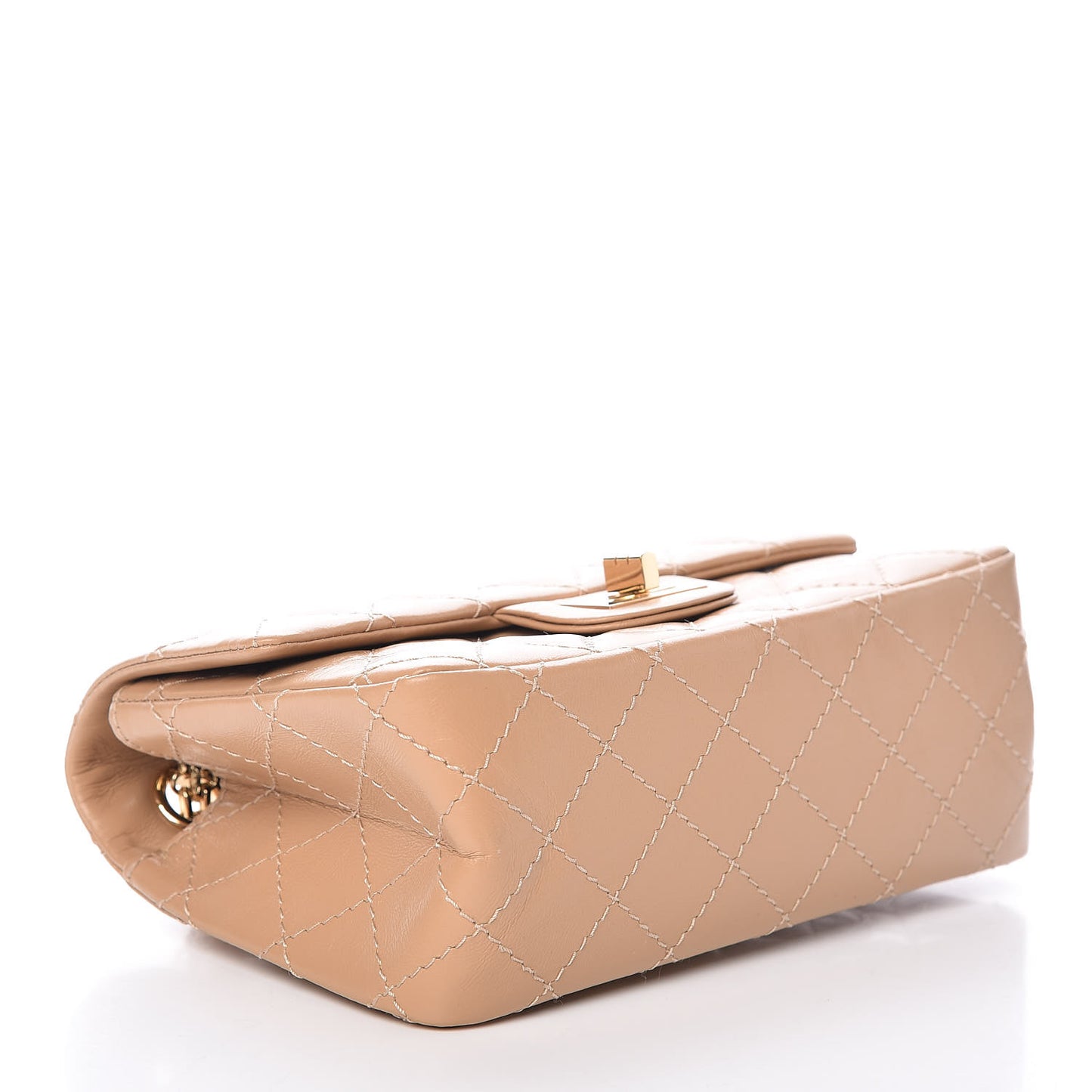 Aged Calfskin Quilted 2.55 Reissue Mini Flap Beige