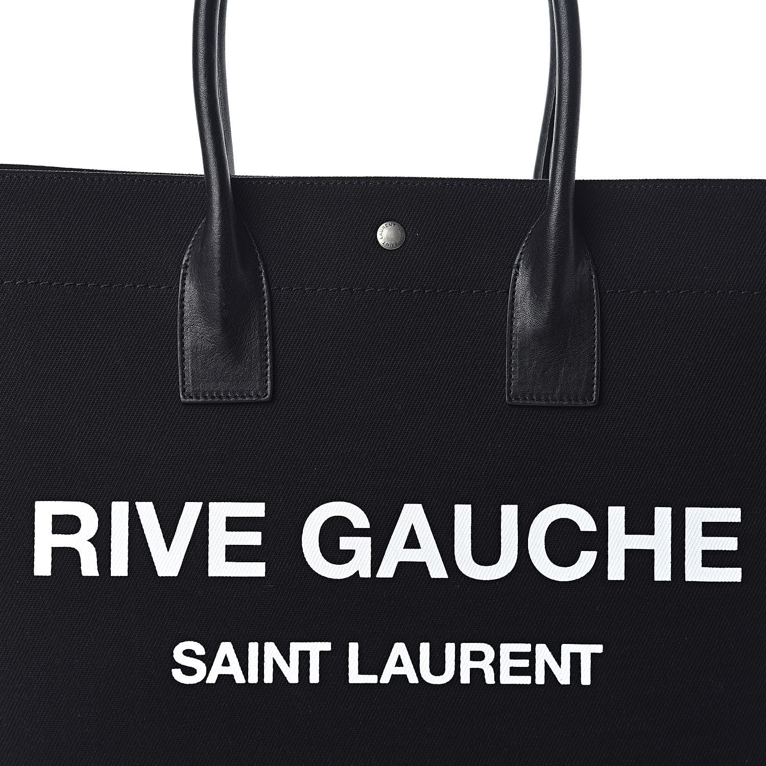 Saint Laurent Linen Calfskin Rive Gauche Tote Black 7 of 9