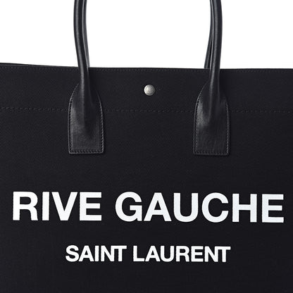 Saint Laurent Linen Calfskin Rive Gauche Tote Black 7 of 9