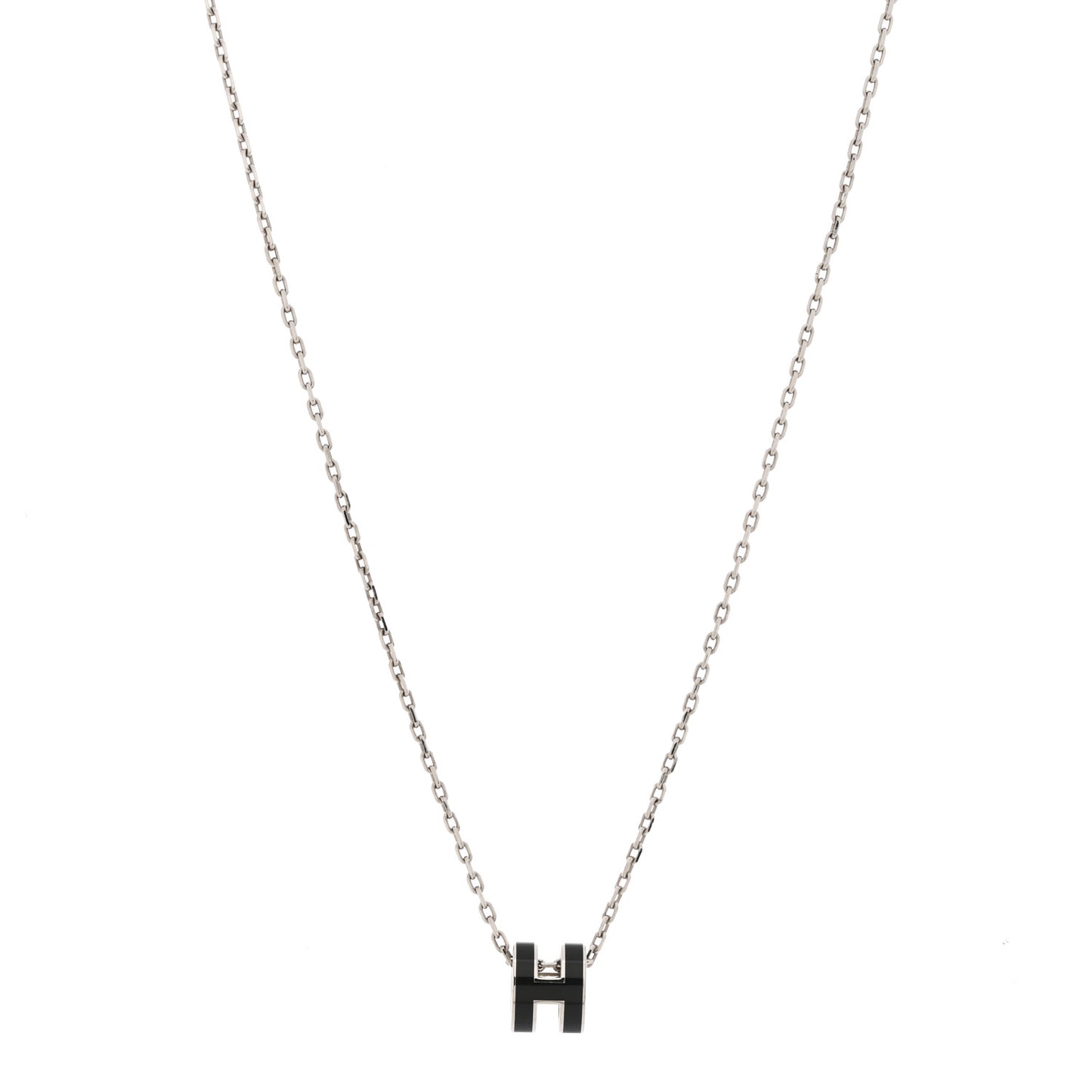 Lacquered Palladium Mini Pop H Pendant Necklace Black
