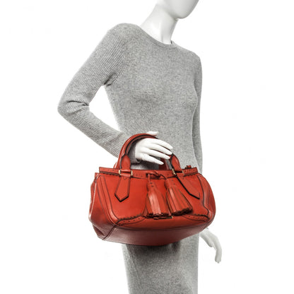 Burberry Grainy Leather Medium Dennet Brogue Tote Orange 2 of 8
