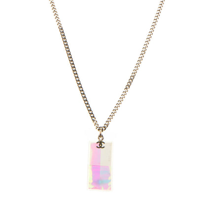 Chanel Iridescent Disco Pendant Necklace Silver 1 of 3