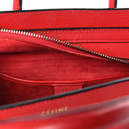 Celine Drummed Calfskin Nano Luggage Red 10 of 27