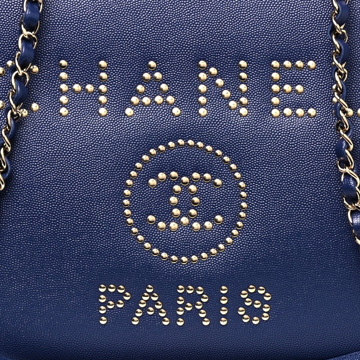 Chanel Caviar Small Studded Deauville Tote Navy 7 of 9