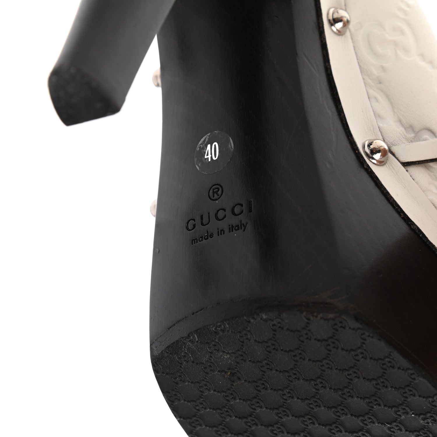 Gucci Cellarius Soft Calfskin Icon Bit Platform Clog High Heel Slide Sandals 40 Great White 6 of 9