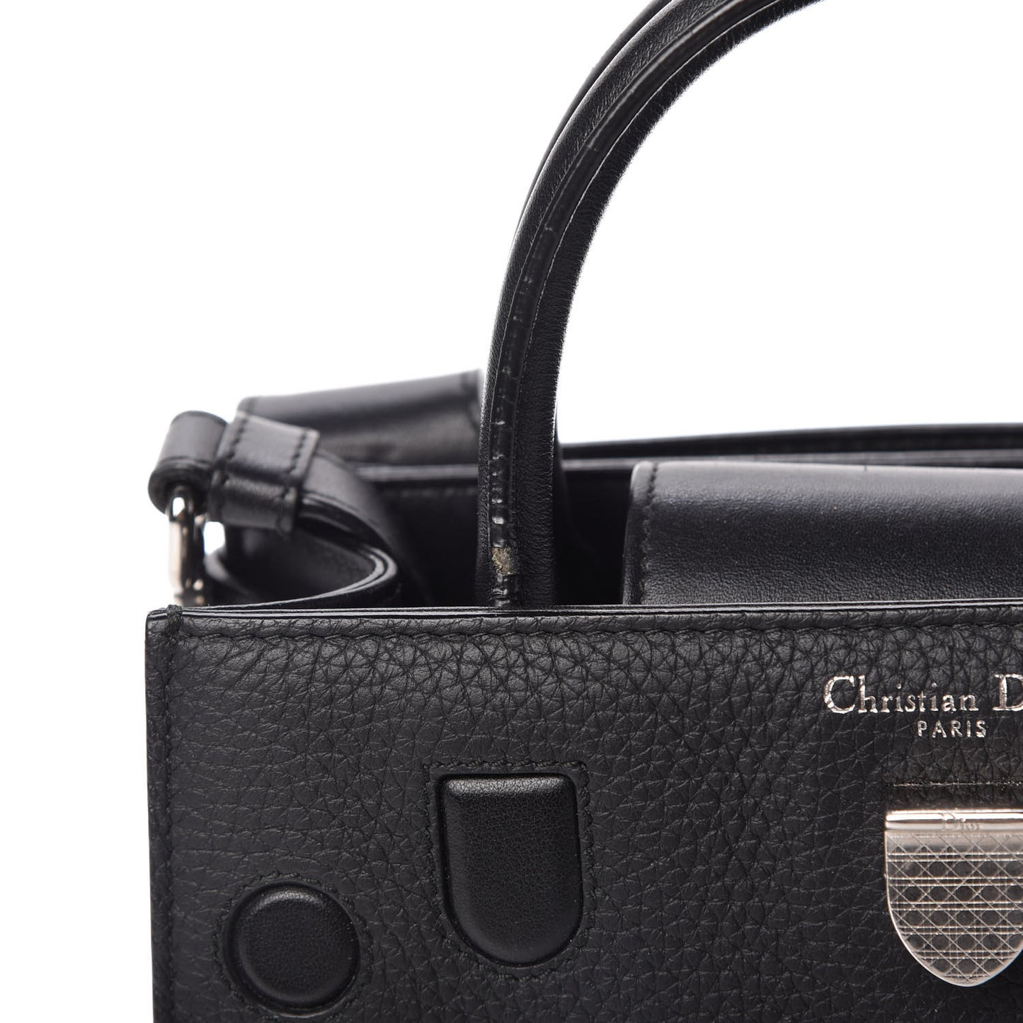 Grained Calfskin Mini Diorever Flap Black
