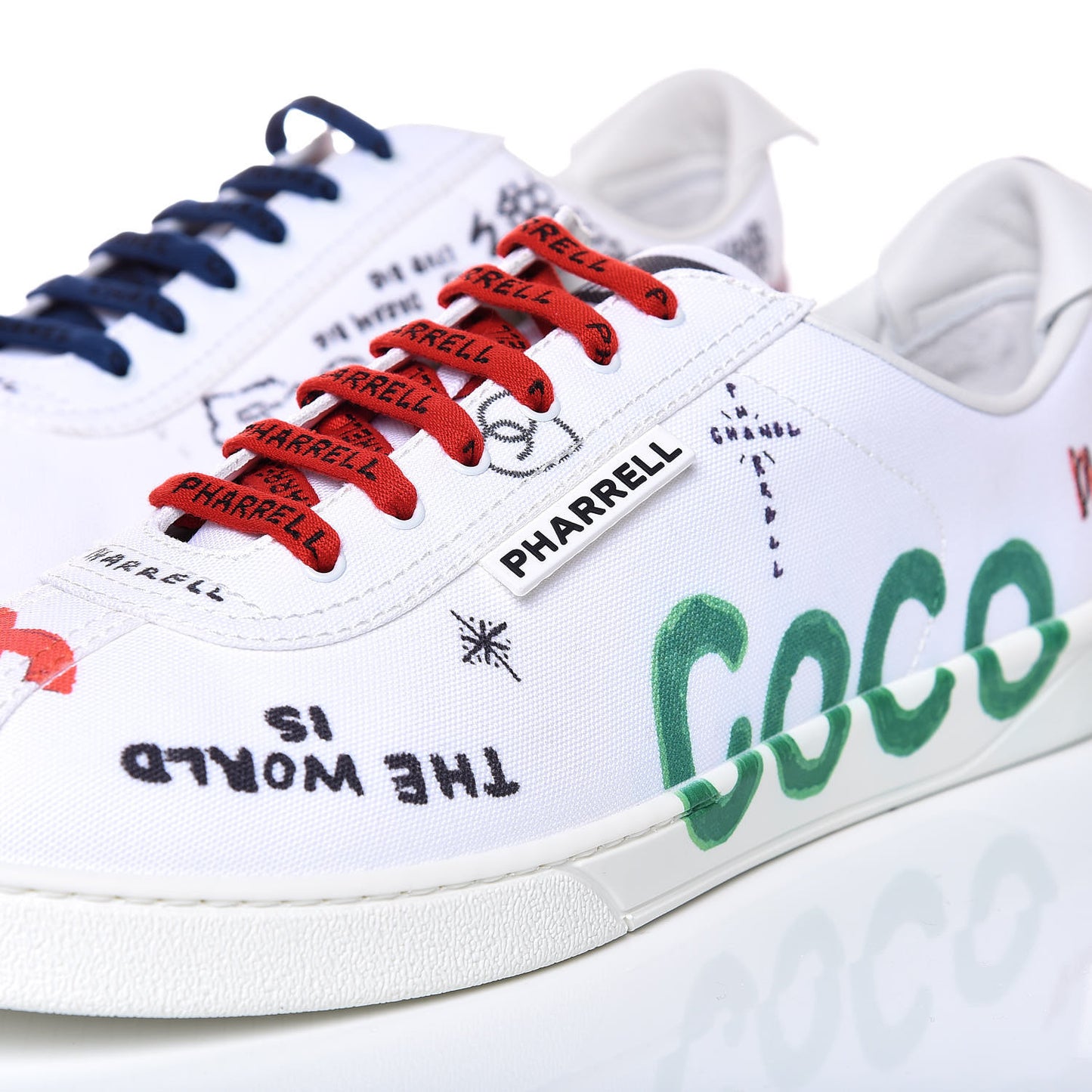x Pharrell Williams Mens Calfskin Sneakers 45 White