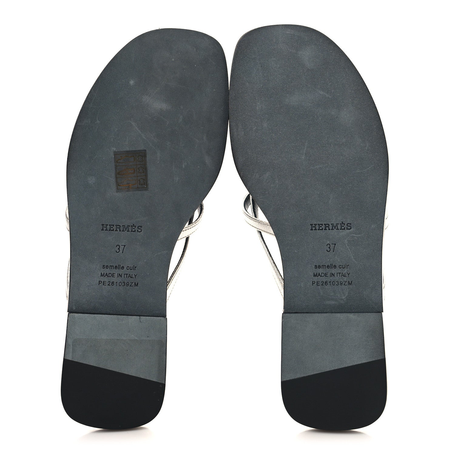 Hermes Metallic Goatskin Miss Sandals 37 Gris Argente 6 of 9