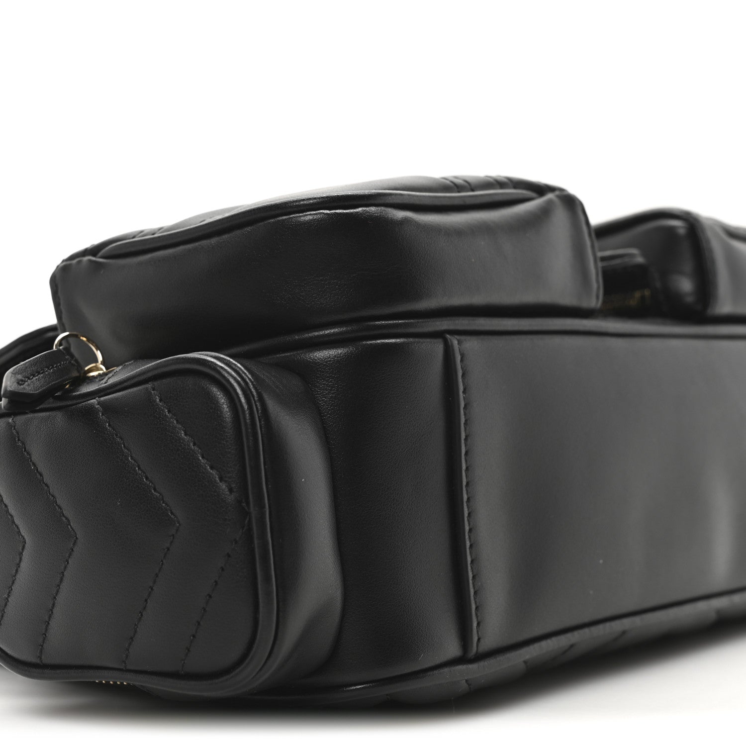 Gucci Calfskin Matelasse Small GG Marmont Multi Pocket Shoulder Bag Black 9 of 10