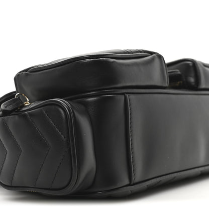Gucci Calfskin Matelasse Small GG Marmont Multi Pocket Shoulder Bag Black 9 of 10
