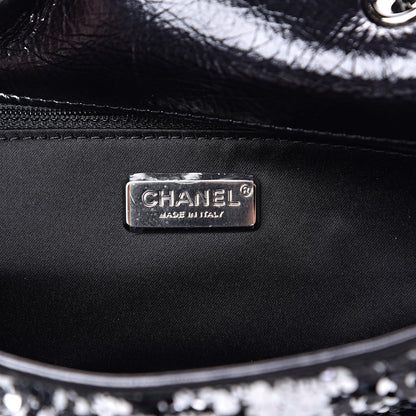 Chanel Sequin Mini Rectangular Single Flap Black Silver 6 of 10
