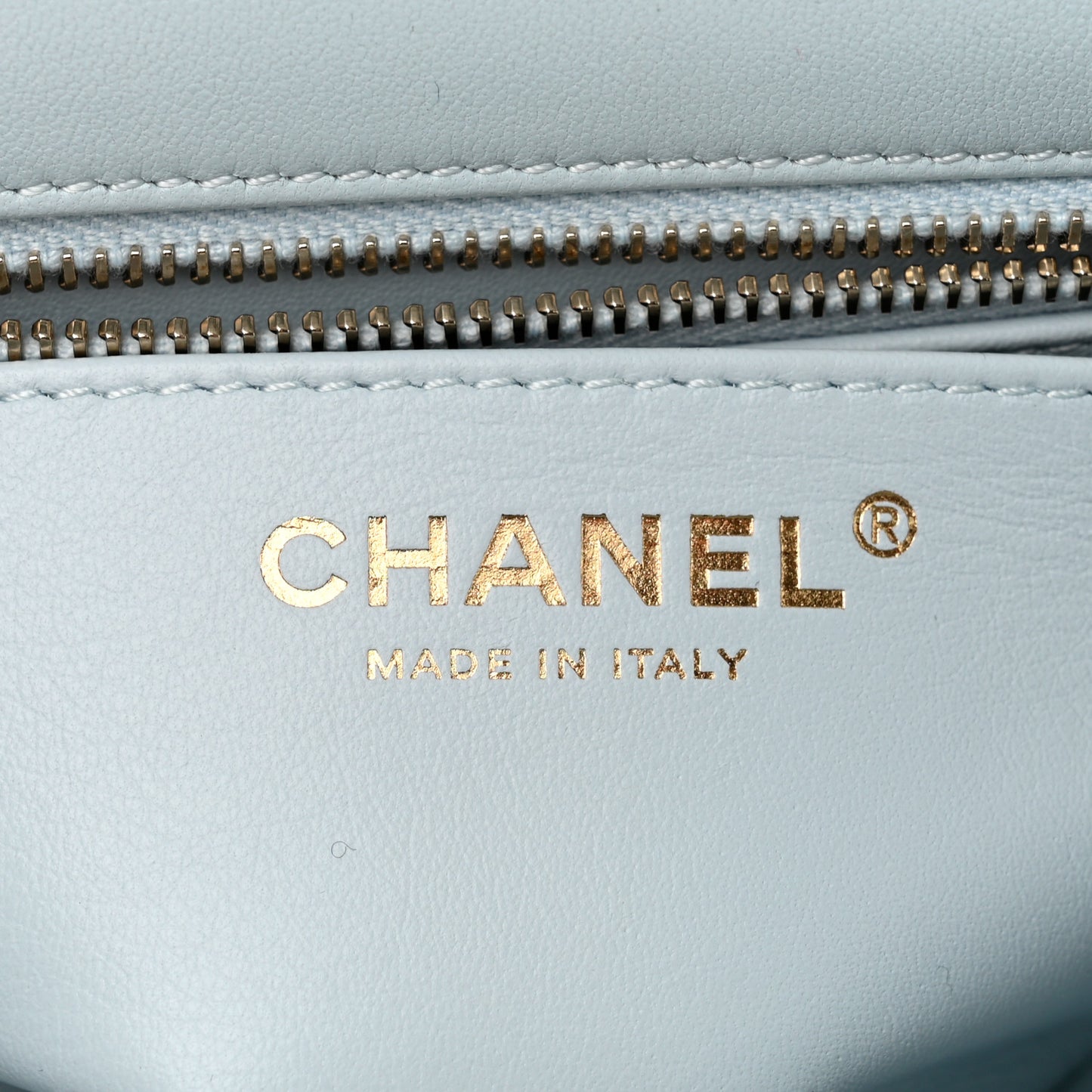 Lambskin Quilted Mini Pearl Crush Flap Light Blue