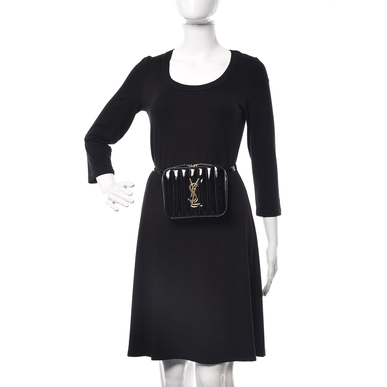 Saint Laurent Patent Matelasse Vicky Monogram Belt Bag Black 2 of 9