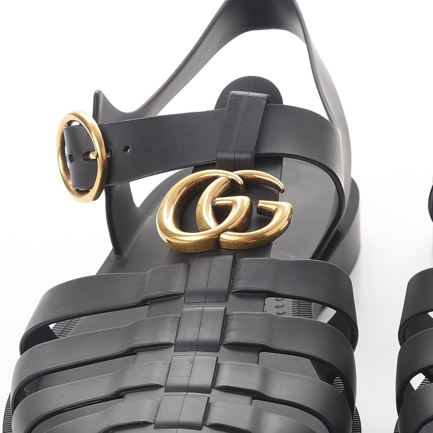 Rubber Mens Buckle Strap Sandals 8 Black