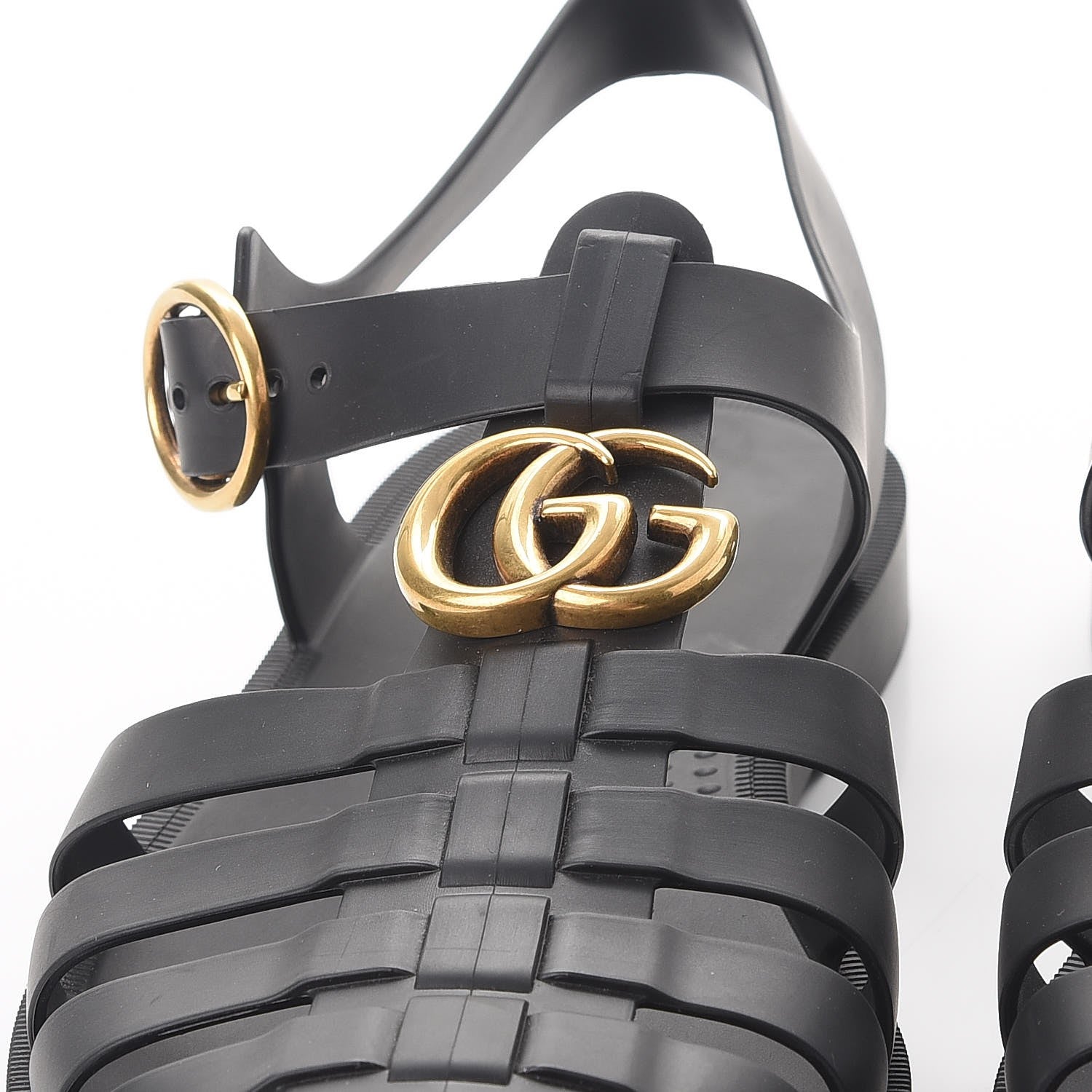 Gucci Rubber Mens Buckle Strap Sandals 8 Black 9 of 11