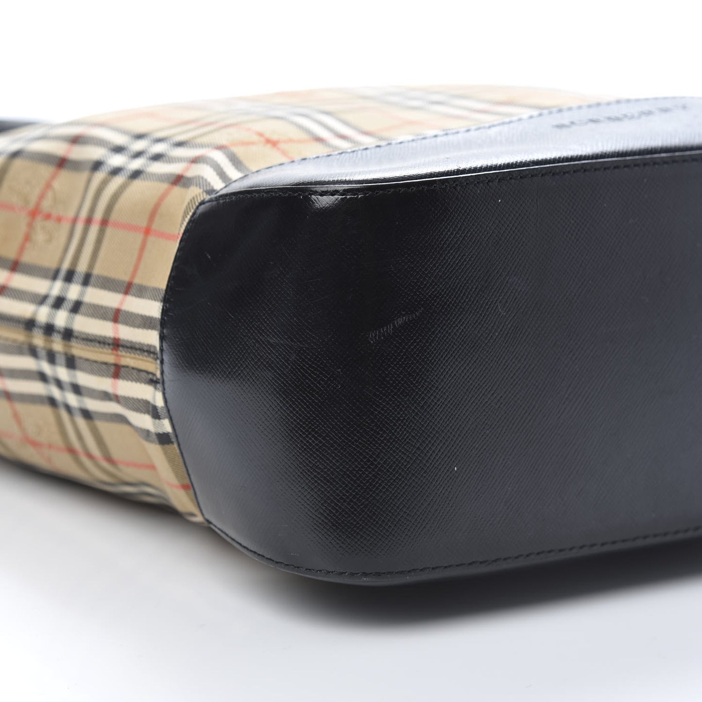 Grainy Calfskin Haymarket Check Tote Black