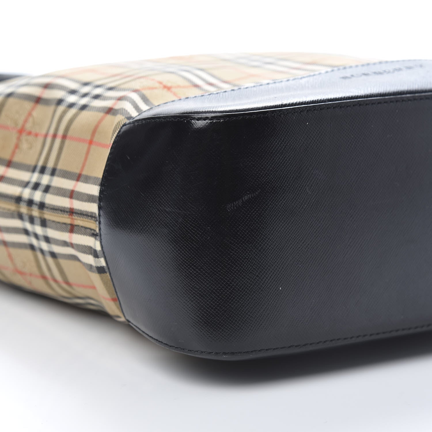 Burberry Grainy Calfskin Haymarket Check Tote Black 8 of 11