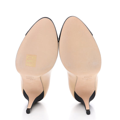 Chanel Lambskin Grosgrain Cap Toe CC Pumps 37 Beige Black 5 of 10
