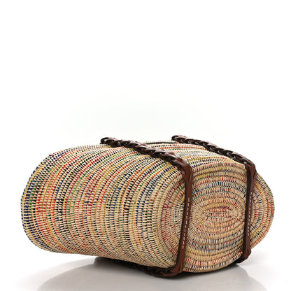 Prada Paglia Vitello Woven Braided Basket Tote Multicolor Cognac 4 of 8