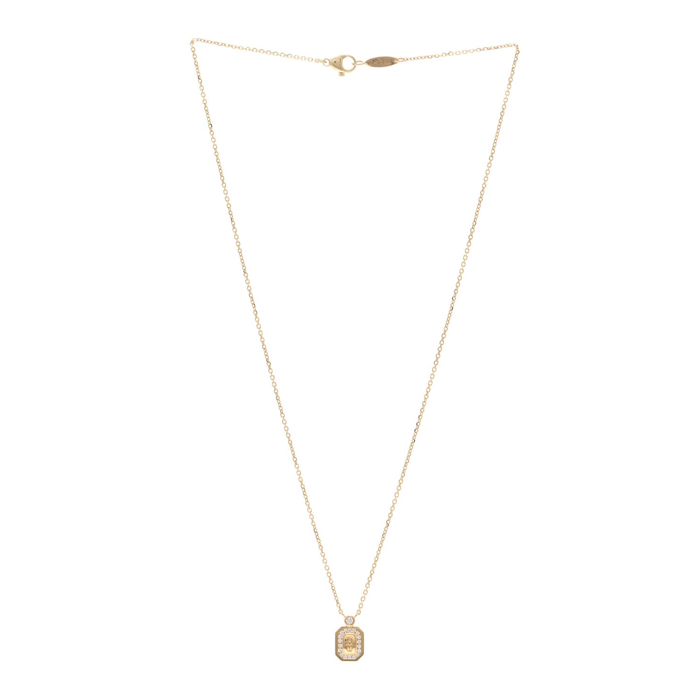 18K Yellow Gold Diamond HW Logo Pendant Necklace