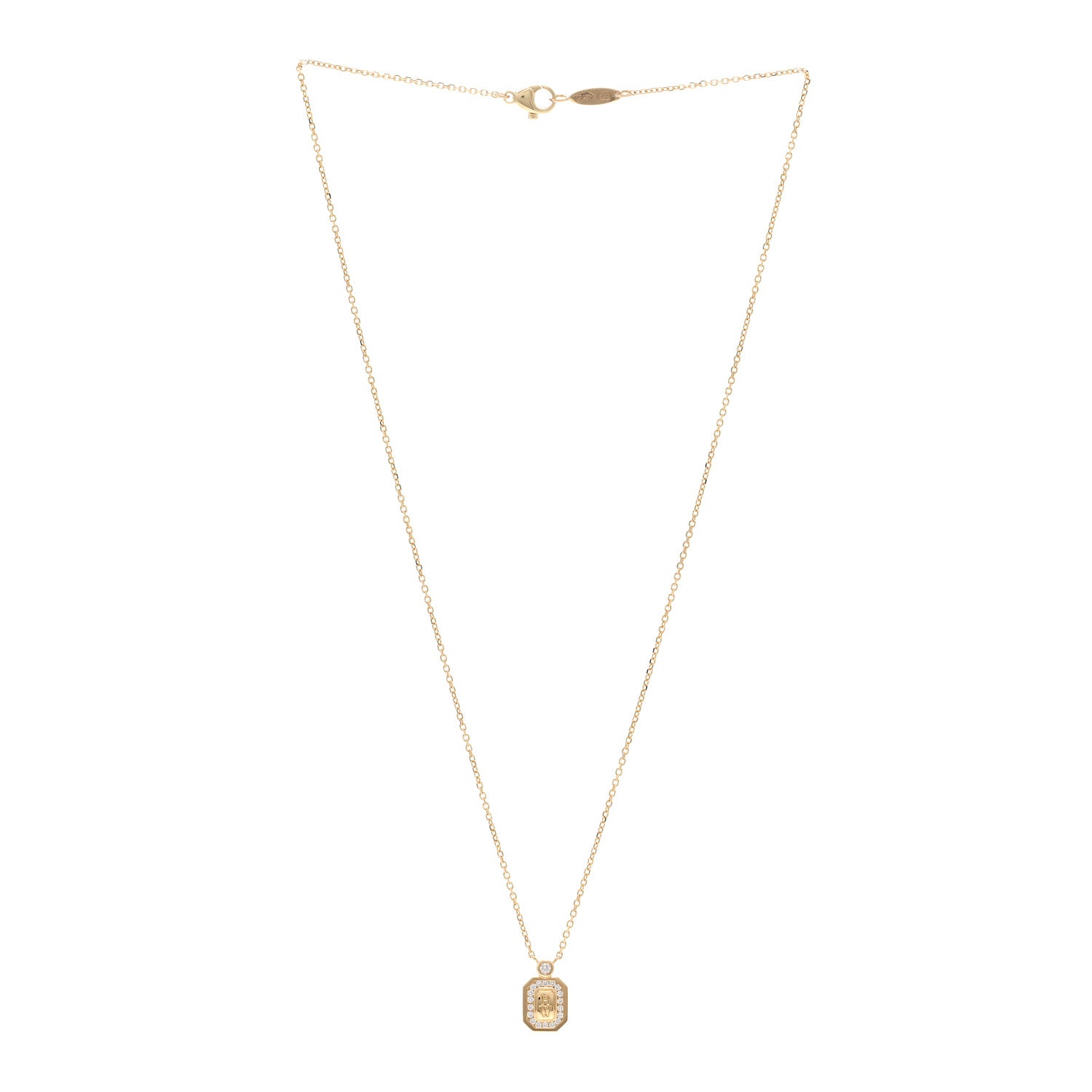 Harry Winston 18K Yellow Gold Diamond HW Logo Pendant Necklace 3 of 4