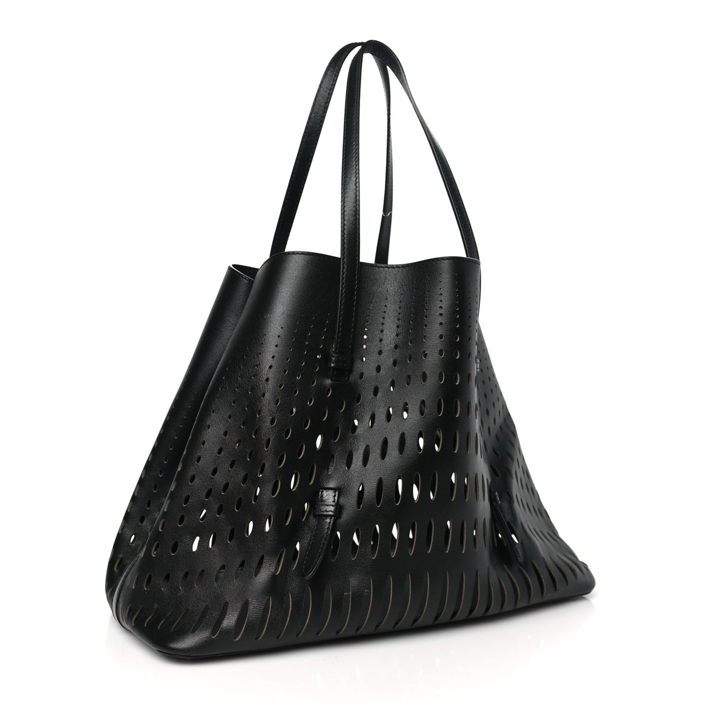 Calfskin Laser Cut Mina 32 Bag Black
