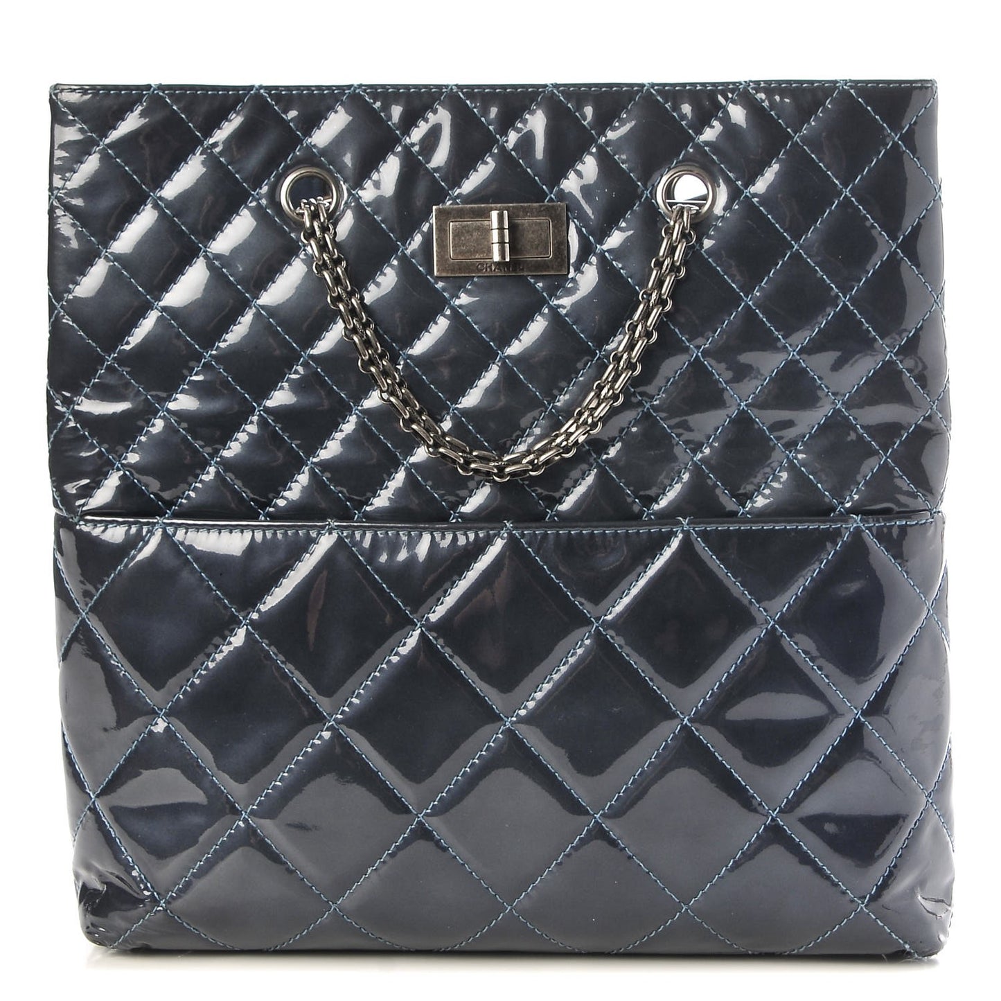 Patent Quilted Reissue 2.55 Tote Blue