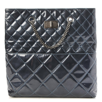 Chanel Patent Quilted Reissue 2.55 Tote Blue 1 of 14